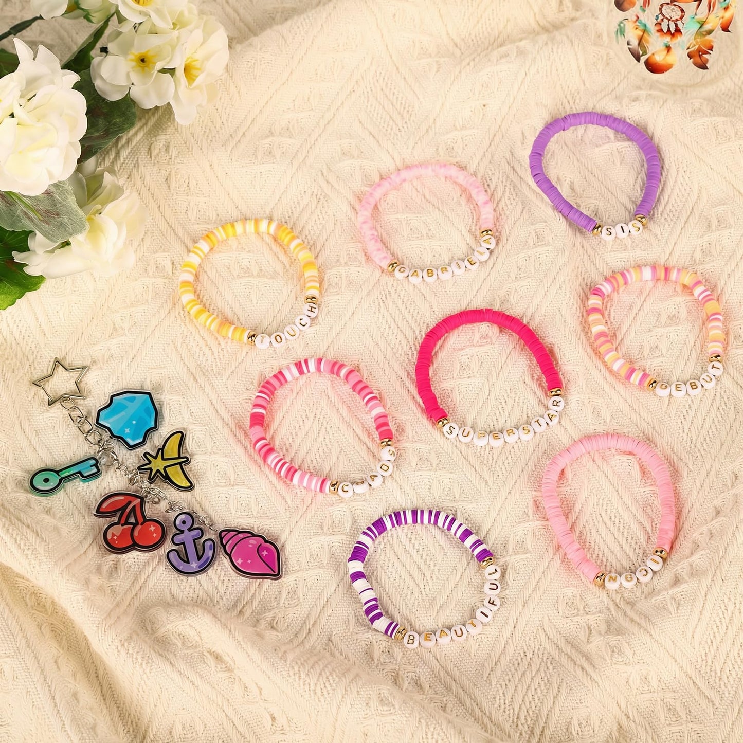 SportsLiking 8 Pcs Friendship Bracelets Set for Fans, Y2K Korean Pop Merch Bundle with Keychain & Card, Concert Accessories for Women