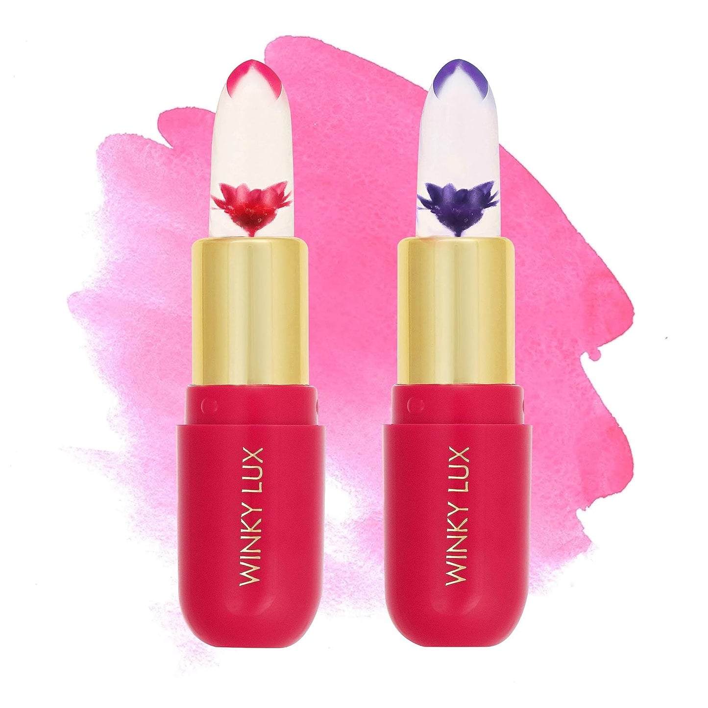 Winky Lux Flower Balm - pH Color Changing Lip Balm | Vegan Hydrating Sheer Pink Lipstick with Vanilla Scent