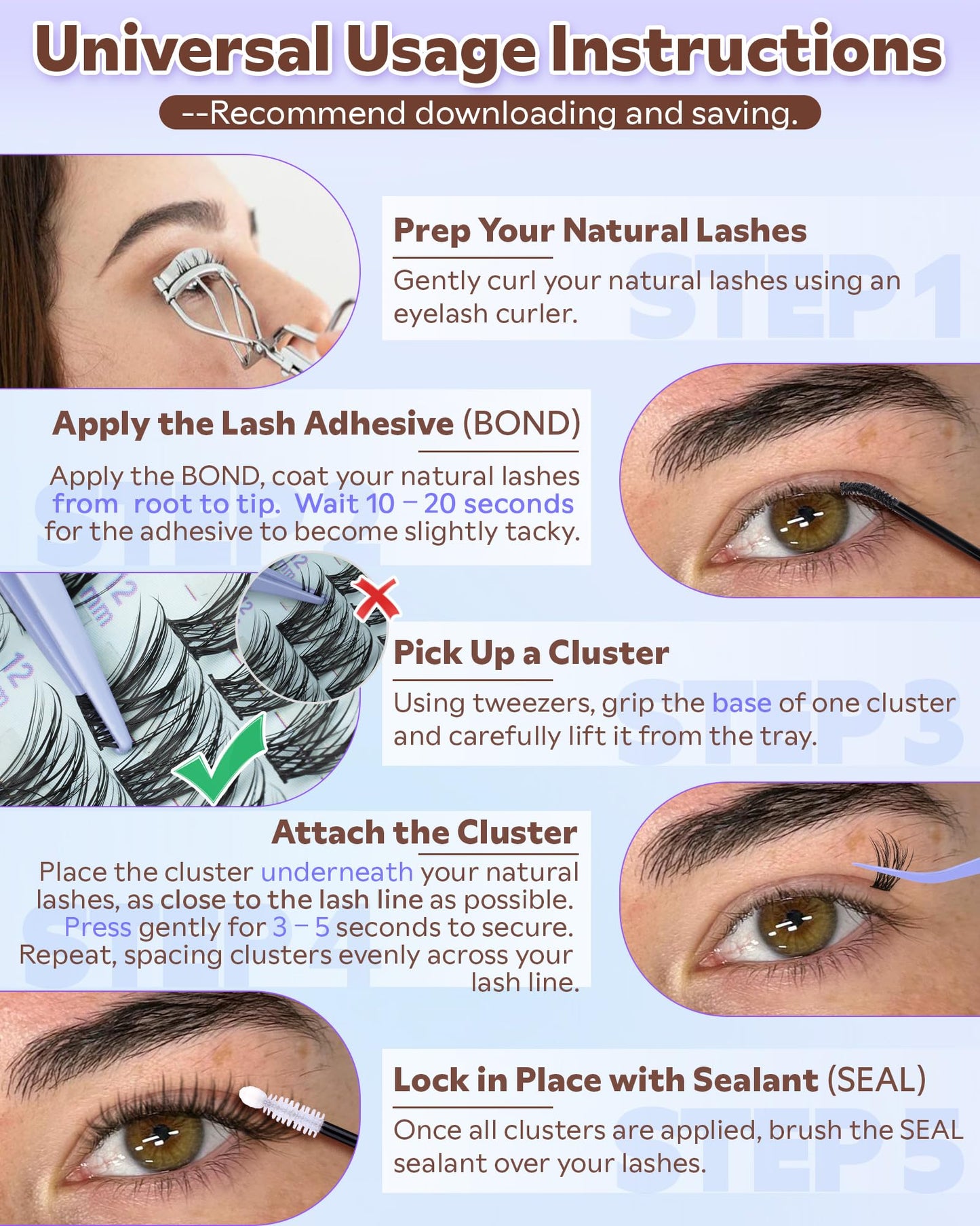 Goddvenus Wispy Lash Clusters Kit Eyelash Clusters Natural Cluster Eyelash Extensions Kit 10-16mm CC Curve Lash Extension Kit For DIY
