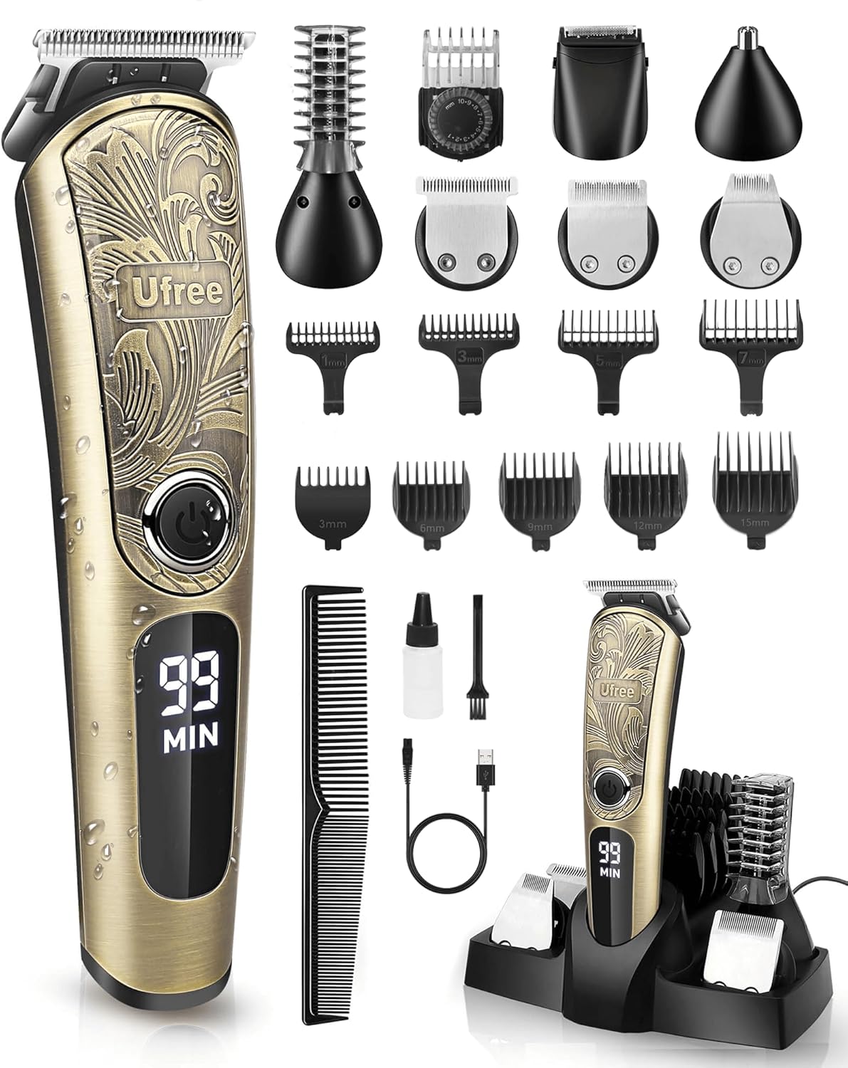 Beard Trimmer for Men - Waterproof Electric Razor for Face, Body & Mustache | Cordless Grooming Kit