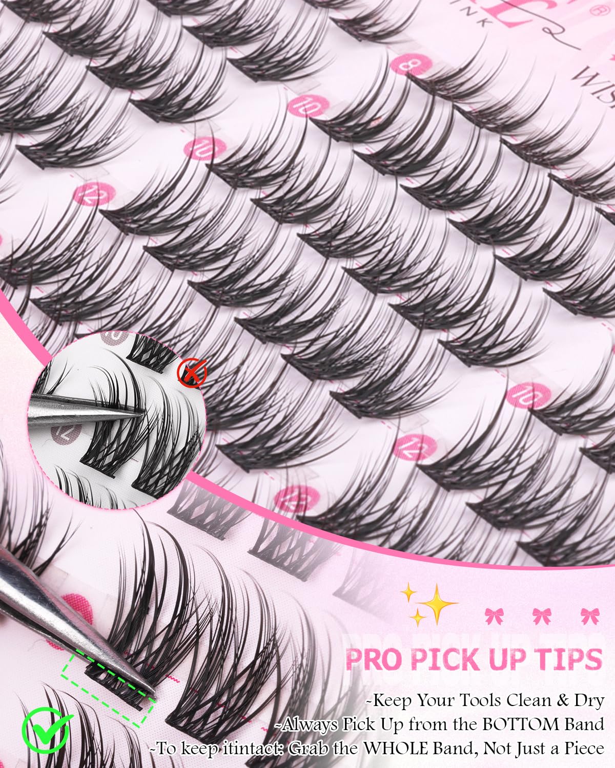 Wtvane Wispy Lash Clusters Natural Eyelash Clusters Lashes Extensions 8-14mm Short Lashes Clusers CC Curl Individual Lashes Thin Band False Eyelashes for Natural Look Clean Beauty