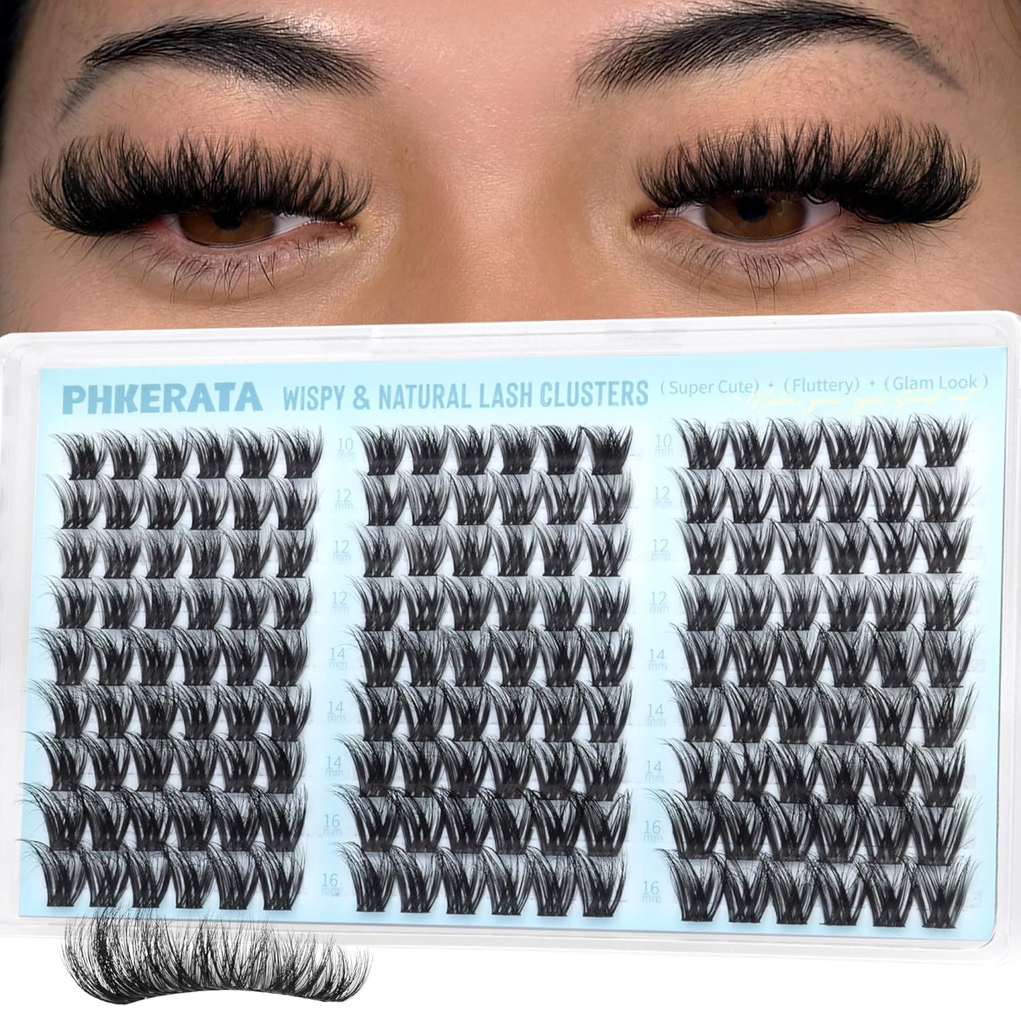 Fluffy Lash Clusters - Natural C Curl Eyelash Extensions | DIY Volume Lashes, 10-16mm