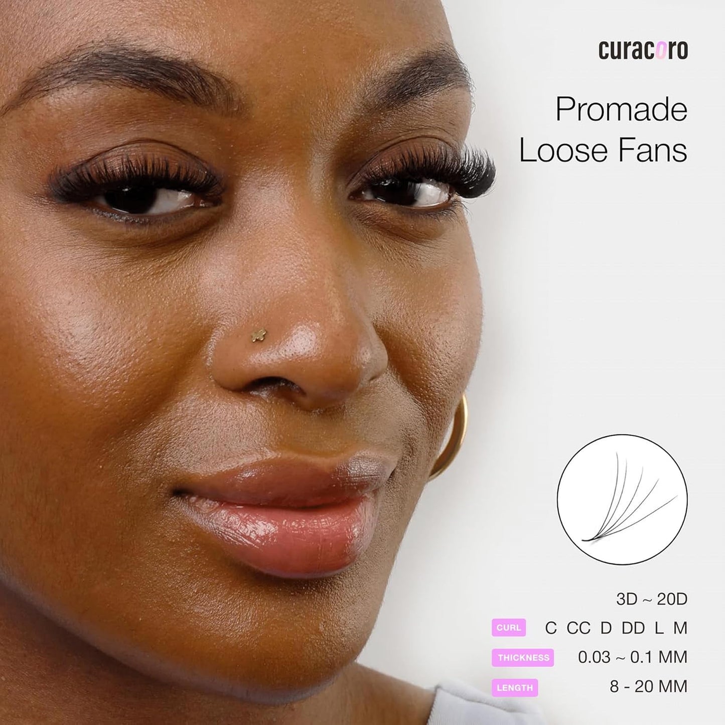 Promade 500 Fans 6D Eyelash Extensions - 0.05 CC Curl, 14mm Length, Handmade Volume