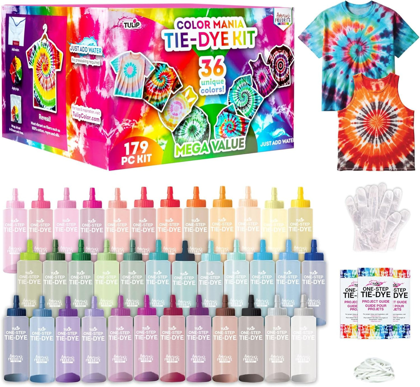 One-Step Tie Dye Kit - 14 Vibrant Colors for Large Groups | Easy Clean-Up & Permanent Fabric Dye