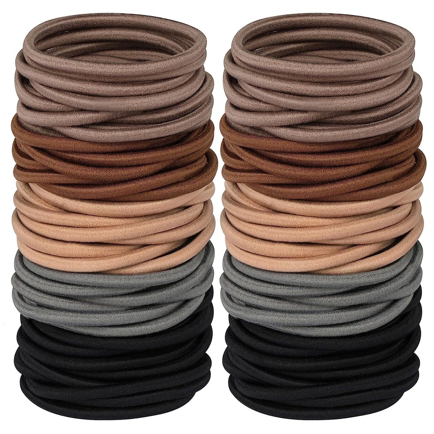 Seamless Elastic Hair Ties - 50 Multicolor Ponytail Holders | No Crease, Snag-Free Design for Travel (4mm)