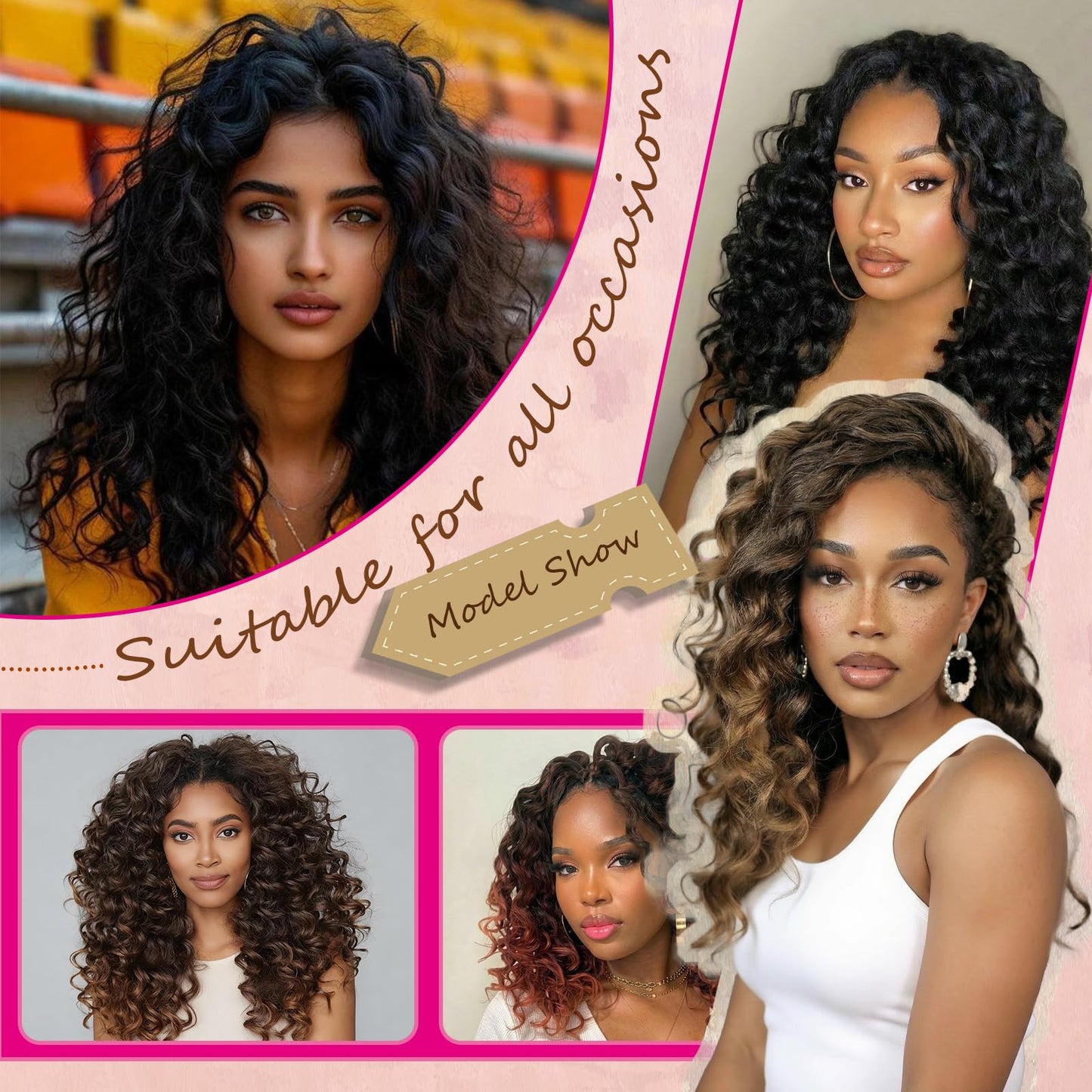 Pre Looped Ocean Wave Crochet Braids Pure Protein Close to Human Hair Boho Ocean Braids Pre Twisted Deep Wavy Crochet Hair for Black Women