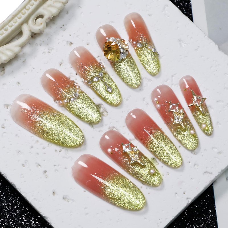 Cat Eye Gel Nail Polish - Teal Gold Glitter Magnetic Gel for UV/LED Curing | 16.5ml DIY Nail Art