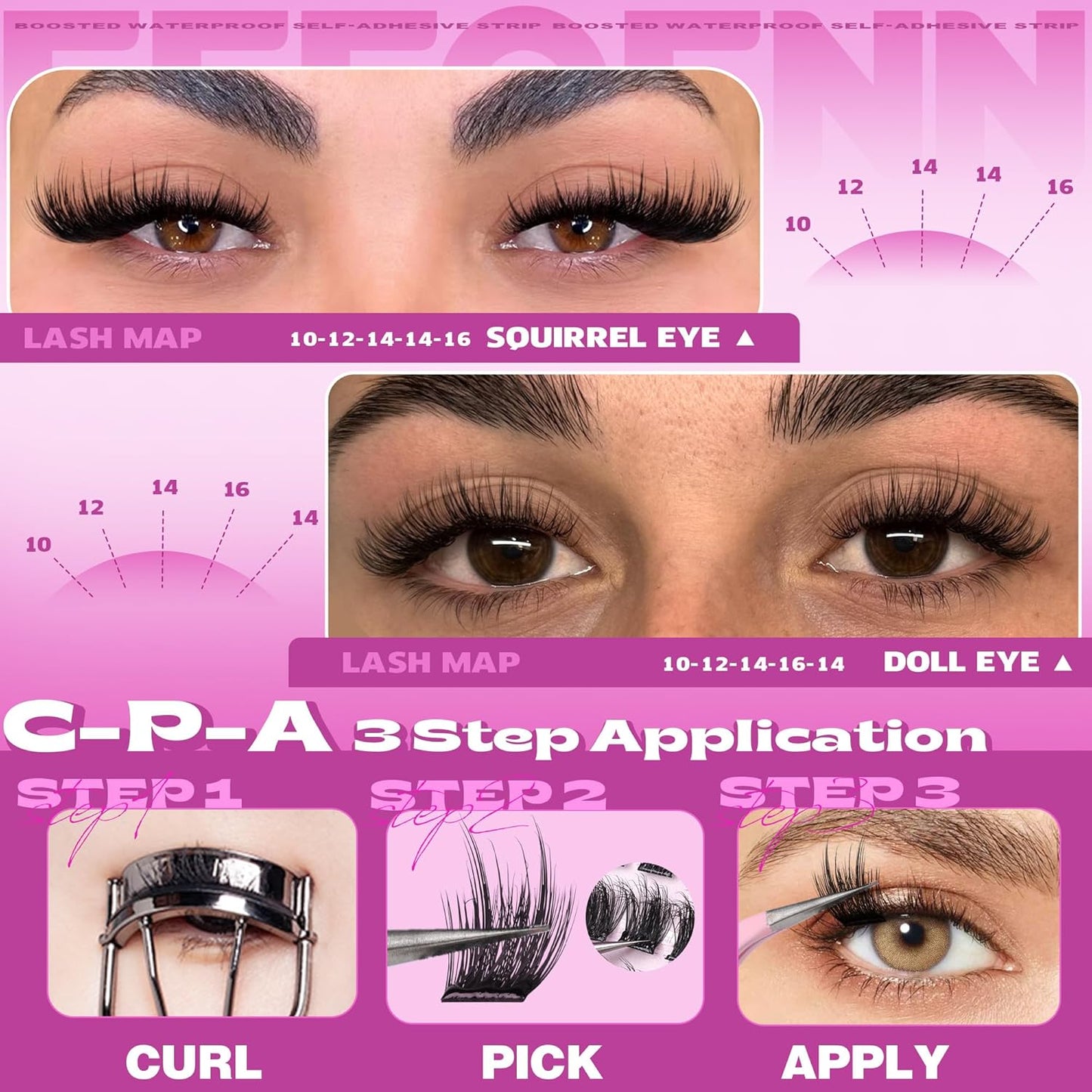 Self-Adhesive Lash Clusters - Fluffy Wispy Eyelashes Kit | Pre-Glued 10-16mm Press-On Lashes