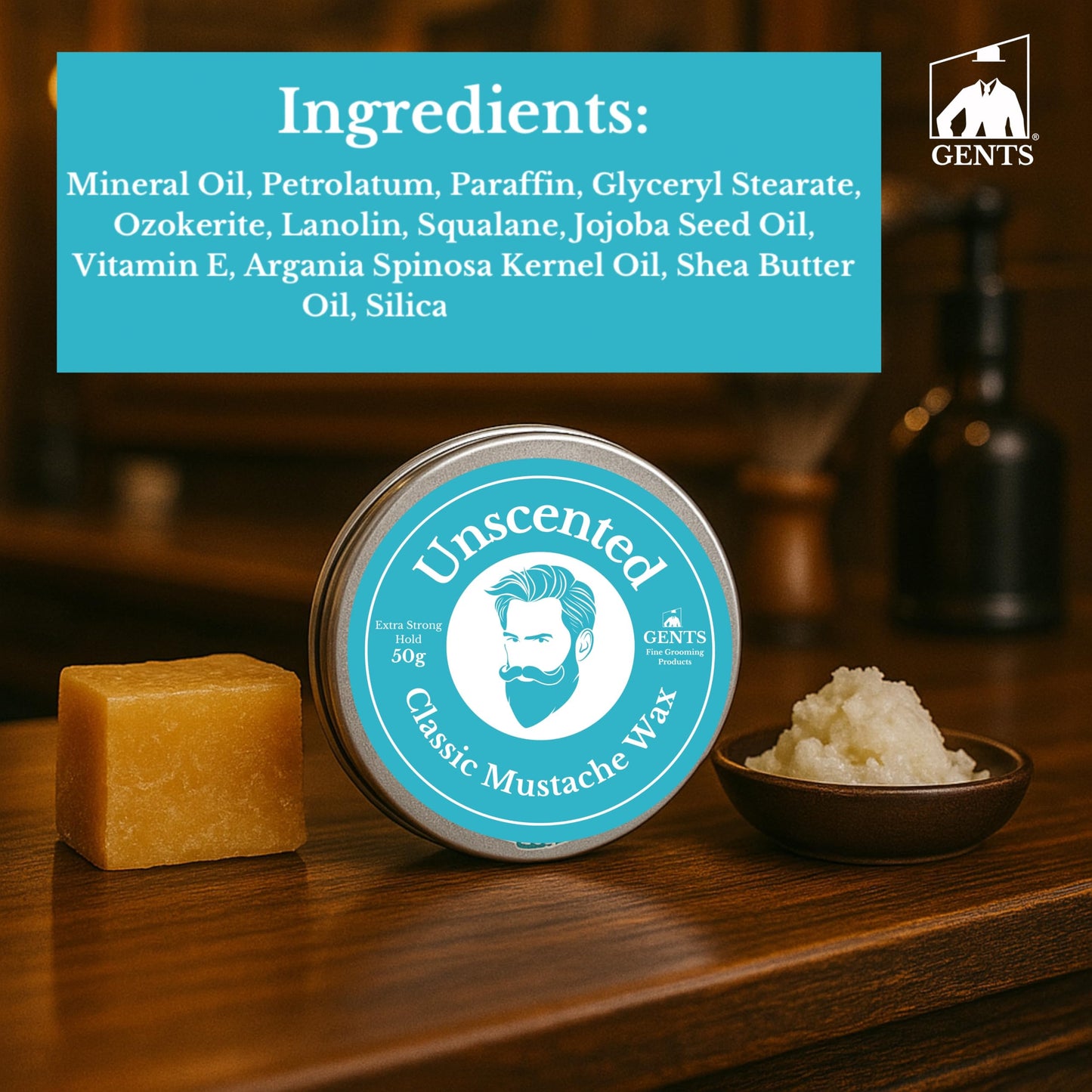 G.B.S Strong Hold Unscented Mustache Wax, Easy Application, Restyleable, long lasting hold with Styling Comb (1.7 oz) (Pack of 1, Unscented)