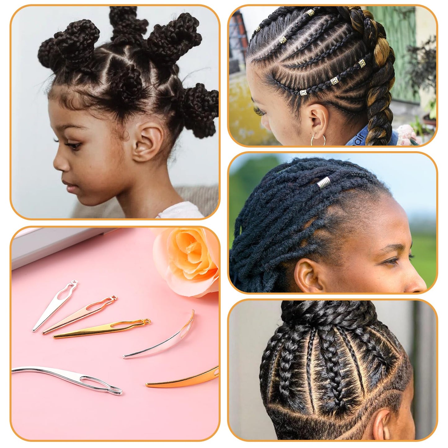 Bewudy 6 Pcs Interlocking Tool for Locs, Interlocking Dreadlock Tool, Sisterlock Retighten Tool, Crochet Needle for Maintaining Your Dreadlocks Hair Extensions Styling Tools