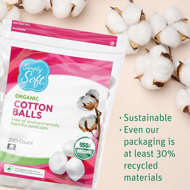 Premium Organic Cotton Balls - 600 Count | Hypoallergenic, Soft & Absorbent for Beauty & Skin Care