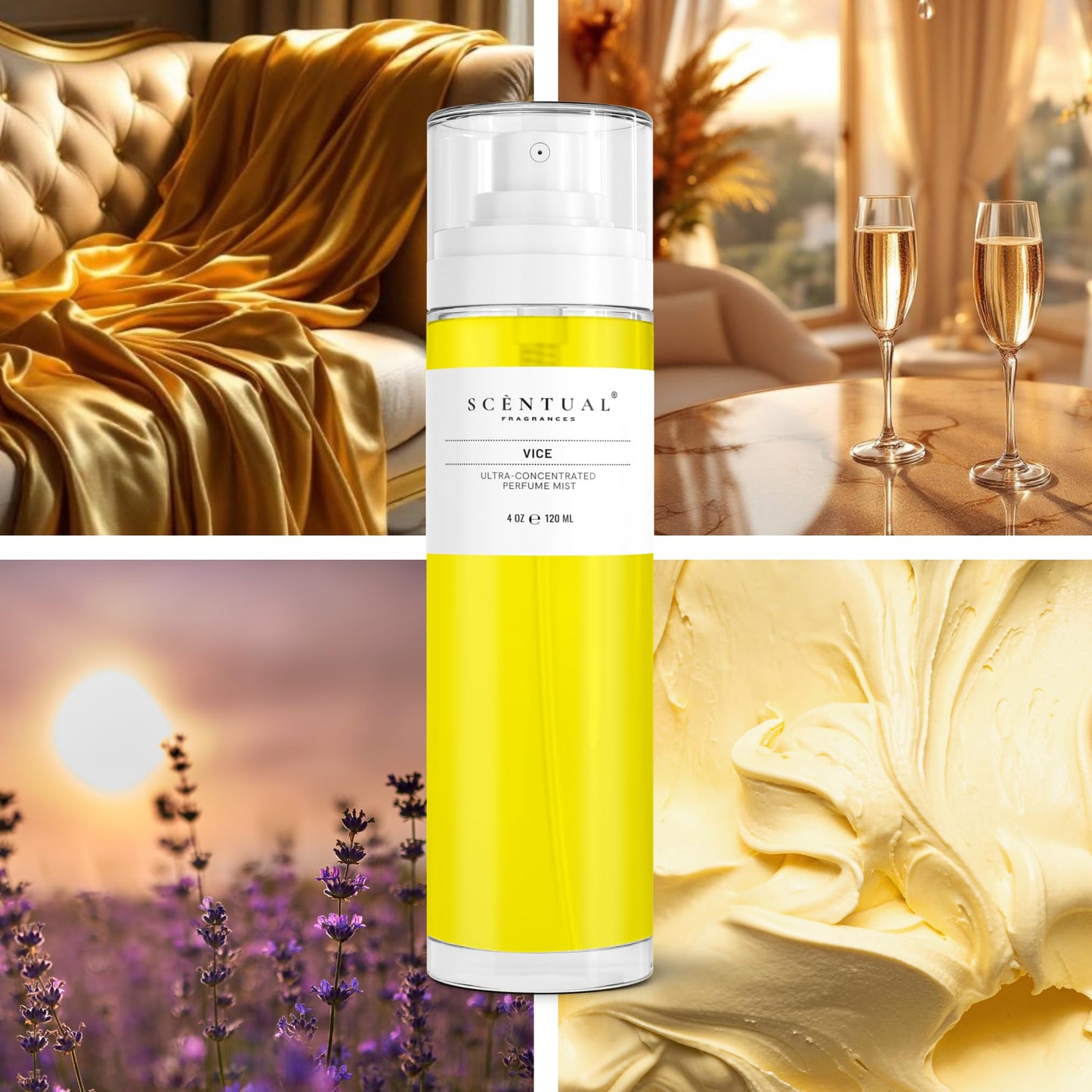 Scentual Fragrances, Vice Ultra-Concentrated Hair & Body Perfume Mist, Long Lasting Women's Fragrance, Gourmand Perfumes for Women, Vegan and Cruelty Free 4oz