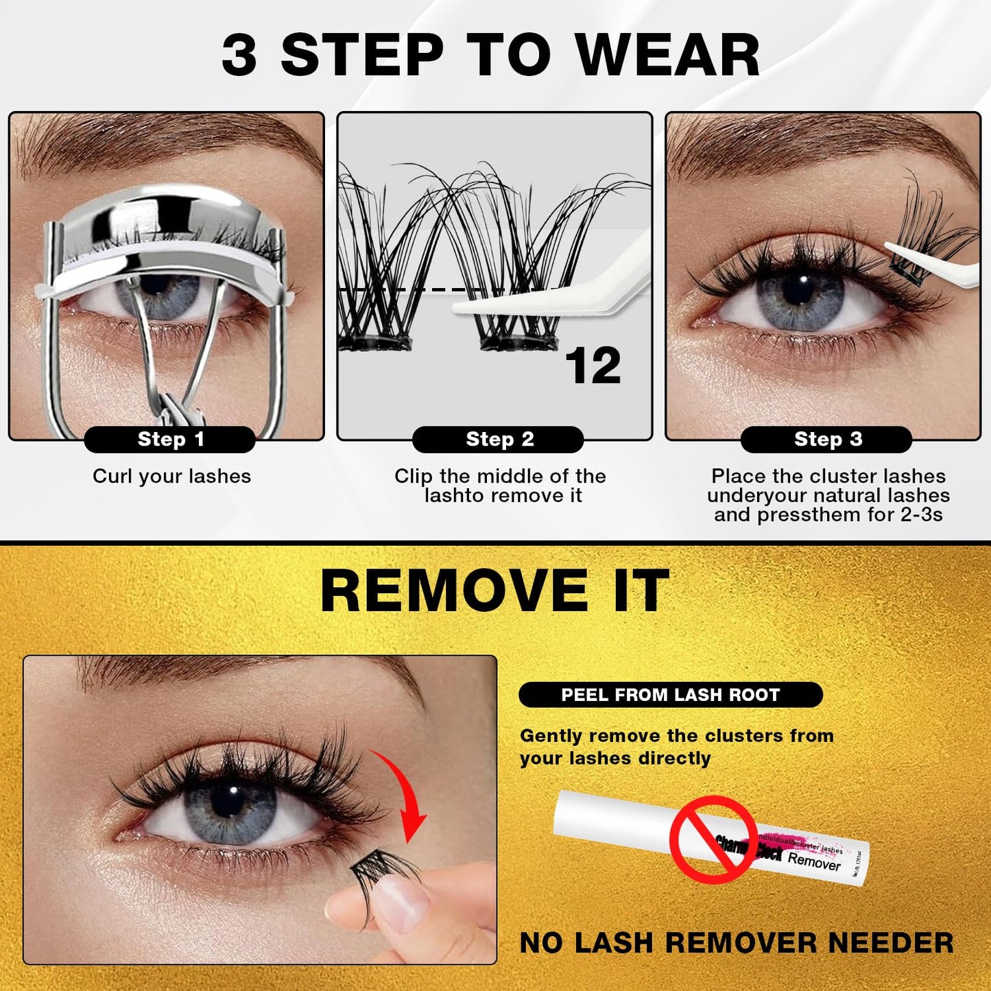 Self-Adhesive Eyelashes - 150pcs Pre-Glued Extensions | 8-16mm Reusable Clusters for Natural & Dramatic Looks