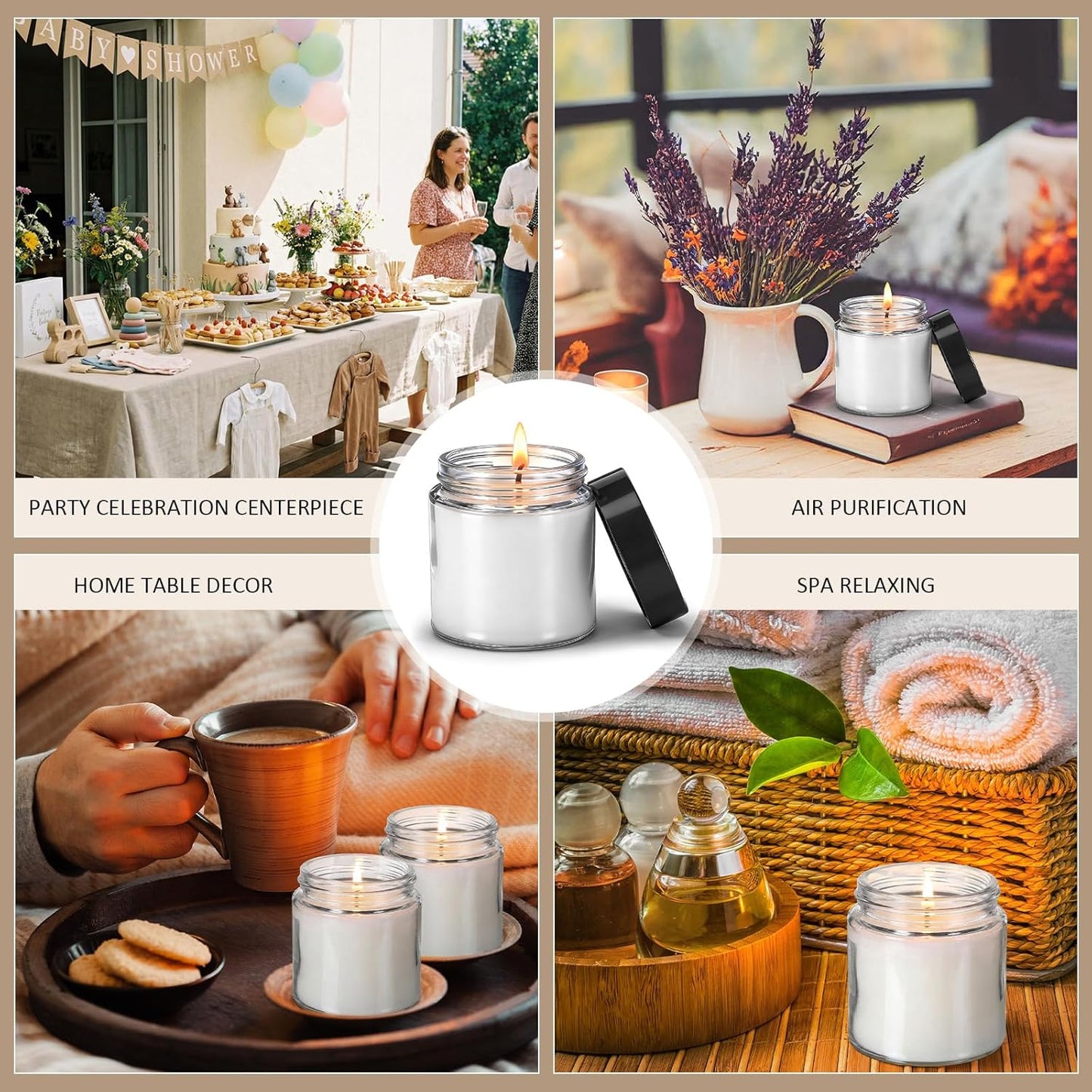 20 Pack 4oz Glass Candle Jars with Lids - Round Empty Containers for Candle Making | Gift Box Included
