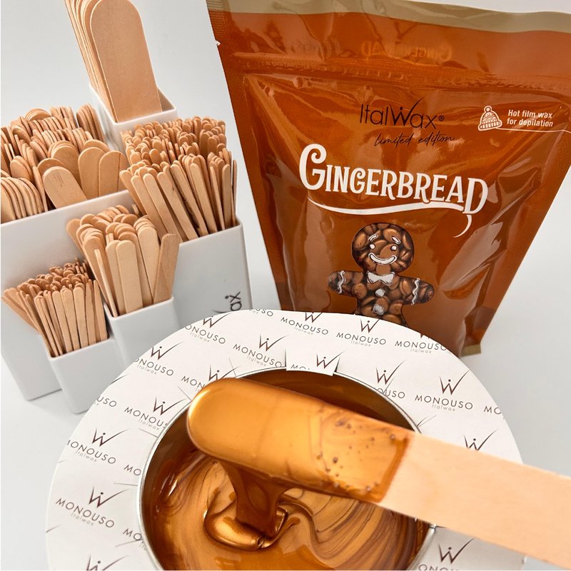 Italwax Gingerbread - 500g / 1.1 lb - Hard wax beads for hair removal - Biscuit Aroma - Synthetic formulation ideal for sensitive skins - Recommended for Bikini Area and Armpits