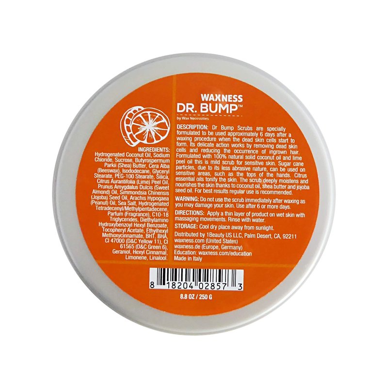 Waxness Dr. Bump Citrus Sensitive Exfoliating Scrub – Professional Pre & Post Wax Care – 8.8 oz (250 g) – Made in Italy