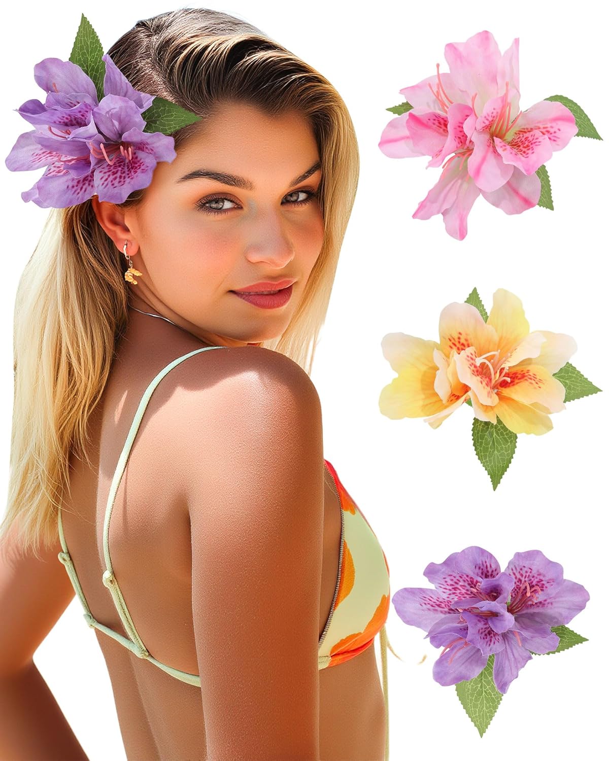 Floral Hair Clips for Women - 3PCS Spring Summer Bobby Pins with Non-Slip Grip | Cute Bridal Accessories
