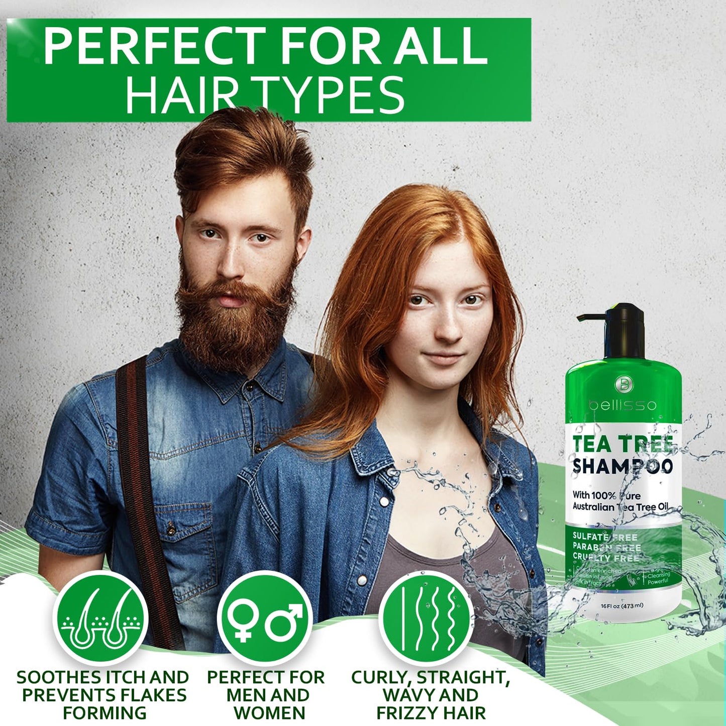 Tea Tree Oil Shampoo - Sulfate and Paraben Free with Collagen Keratin - Ideal for Women and Men with Oily Hair and Scalp Buildup - Anti Dandruff Treatment for Itchy, Dry Scalps – Salon Grade Products