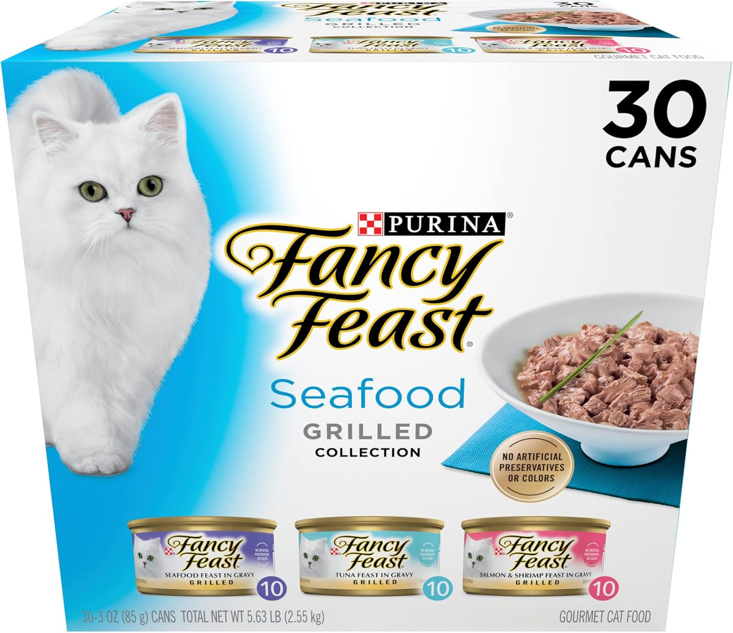 Purina Fancy Feast - Grilled Wet Cat Food Variety Pack | Seafood Collection - 24 x 3 oz. Cans