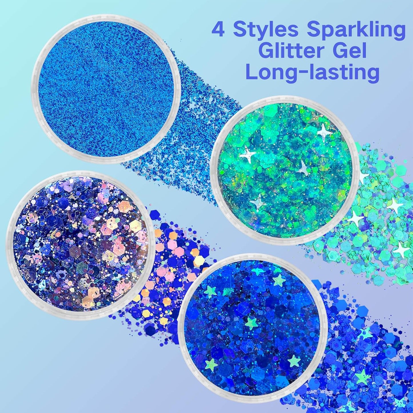 Blue Face Hair Glitter Gel - Holographic Patriotic Royal Blue Body Glitter for 4th of July | 40g