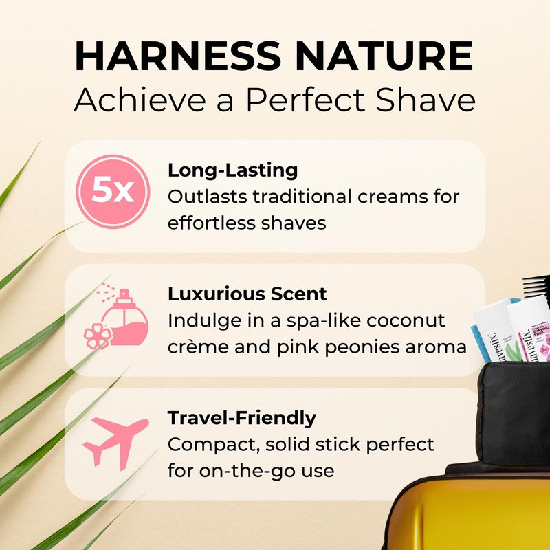 Shavestix Travel Shaving Cream Stick Set 0.5 Oz Each | Coconut Crème & Pink Peonies Mini Shave Bars | TSA Friendly Toiletries for Women & Men | Alt Shaving Gel, Soap