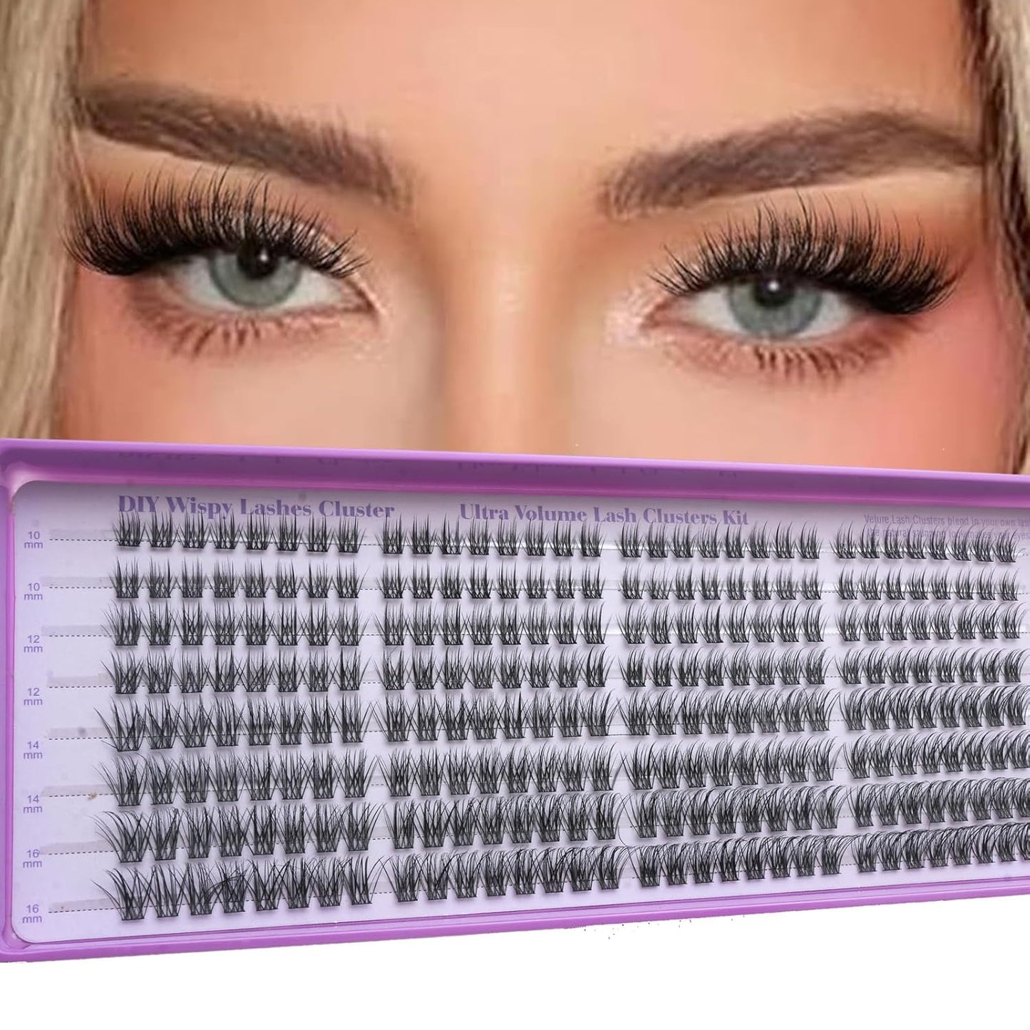 Natural Lash Cluster Eyelash Extensions Kit - 320 Pcs C Curl 10-16mm Fluffy False Lashes | DIY Beginner-Friendly Set with Bond Seal, Remover & Tweezers