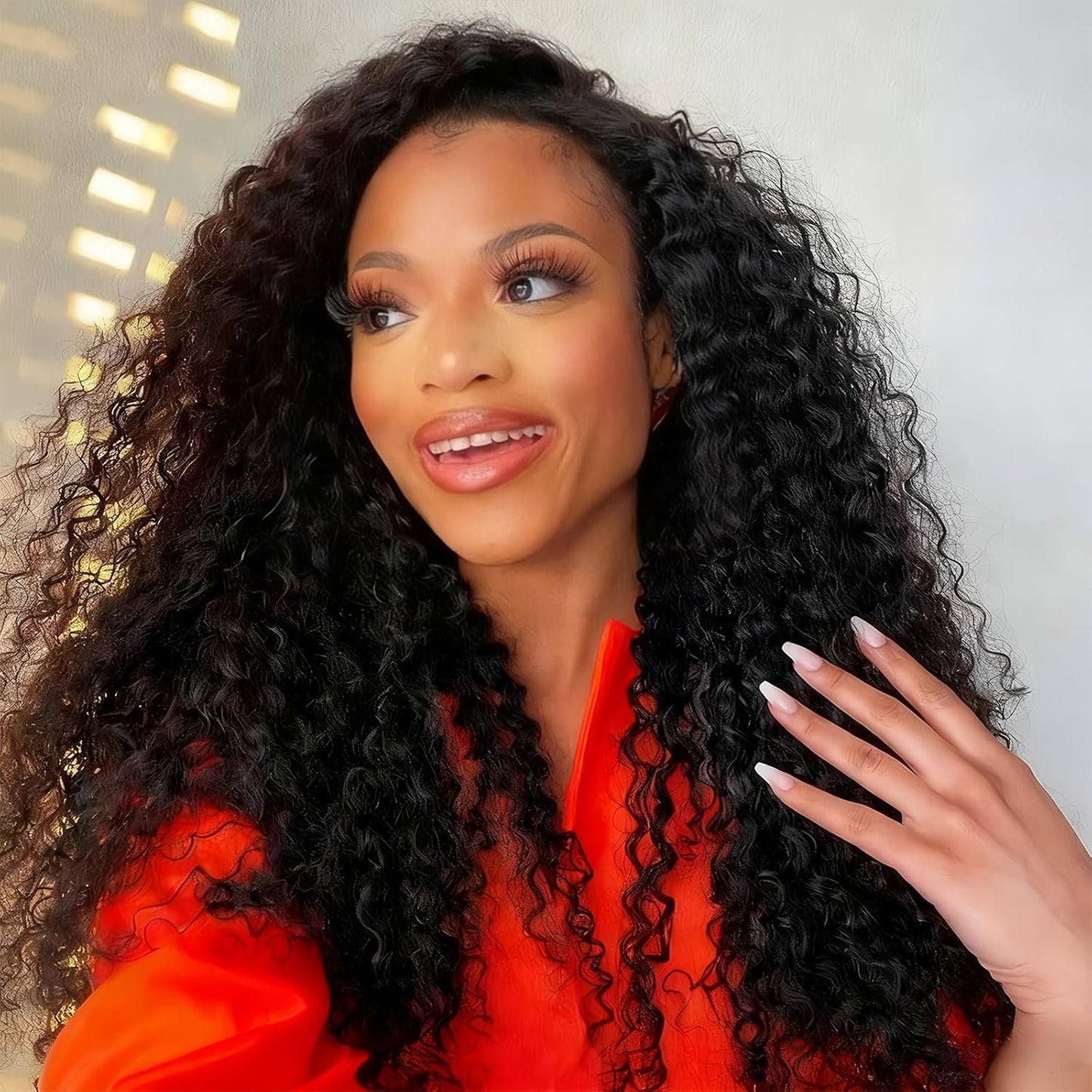 Half Wig Human Hair - 12 Inch Deep Wave Curly Half Wig | Seamless Flip Over Drawstring, Glueless, Natural Color