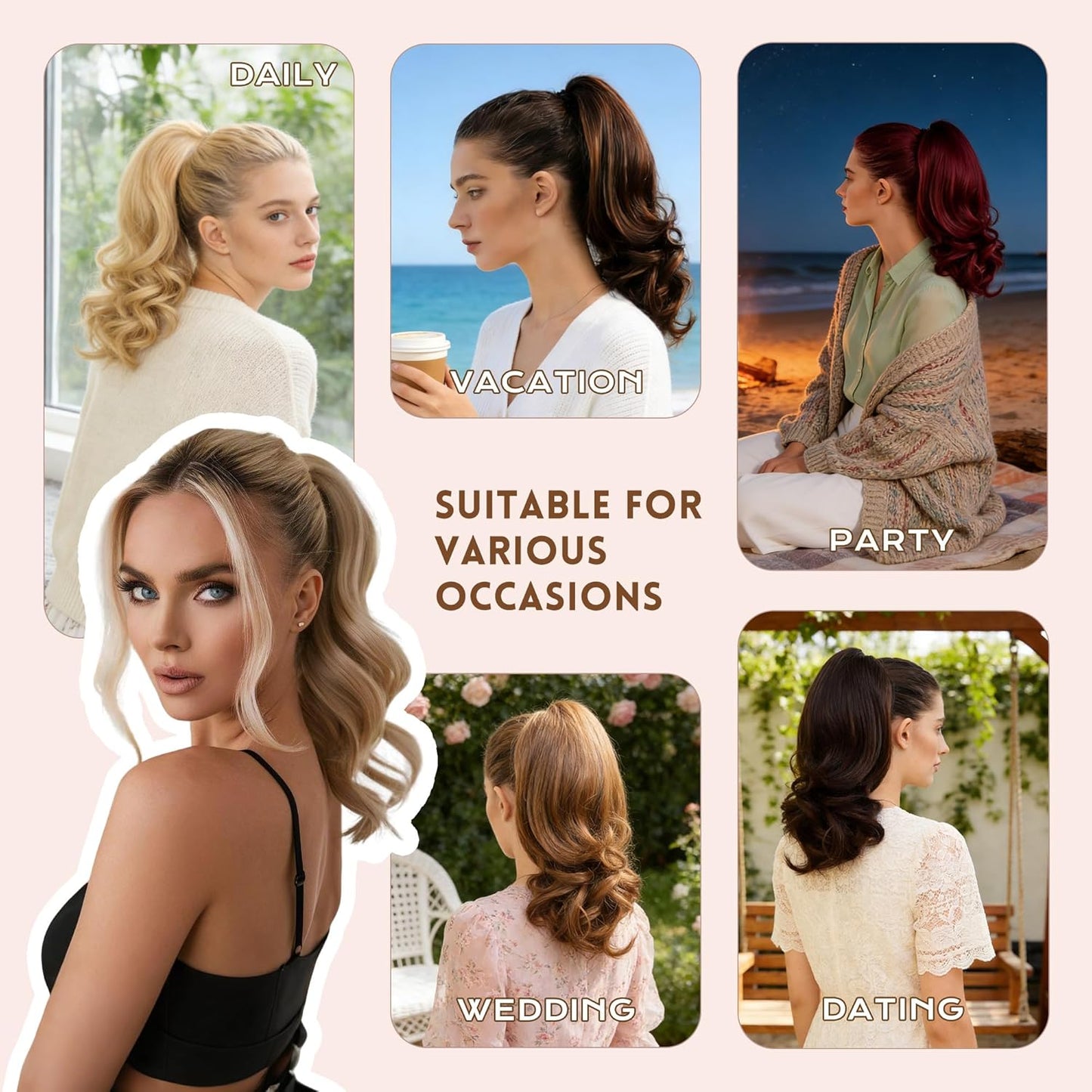 Curly Ponytail Extension Clip - 14 Inch Clip-On Hair Extension | Chocolate Brown