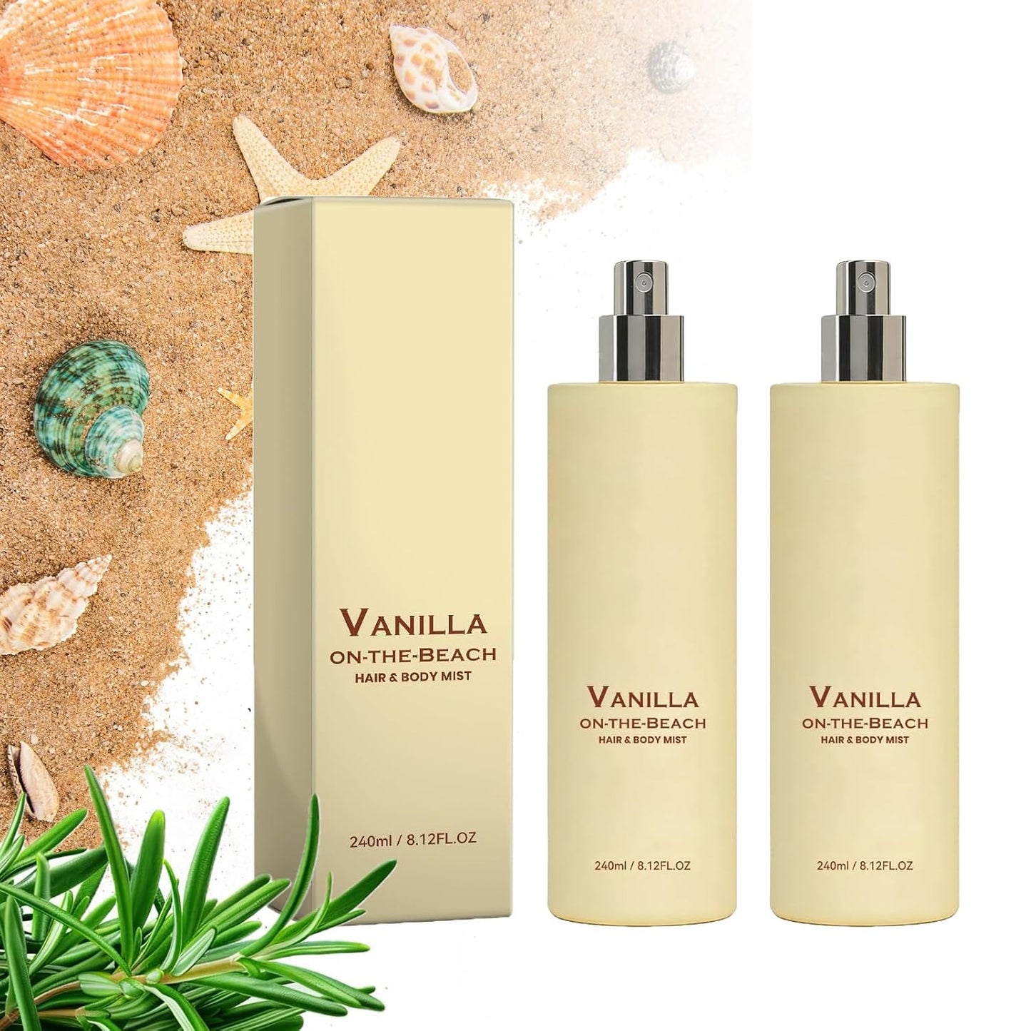 Vanilla On The Beach Hair & Body Mist - Long-Lasting Natural Scent | Lightweight Portable Spray (1pc)