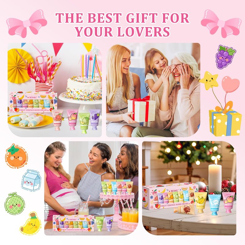 BESNEL 8 Pack Hand Cream Gift Set For Women, Teacher Appreciation Gifts, Mini Hand Lotion Travel Size in Bulk for Dry Cracked Hands, Graduation Gift, Birthday Gift, Bridesmaid Gift,Party Favors