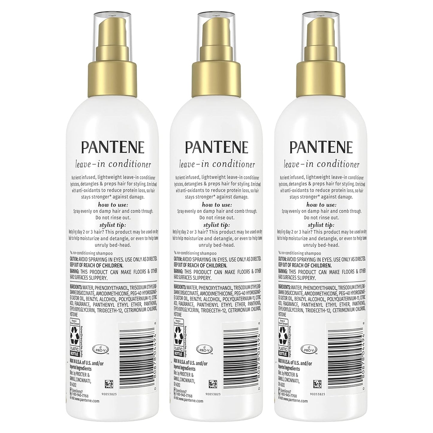 Pantene Conditioning Detangler Spray - Pro-V Repair & Protect, Antioxidant Enriched Leave-In Conditioner | 8.5 Fl Oz, 3 Pack