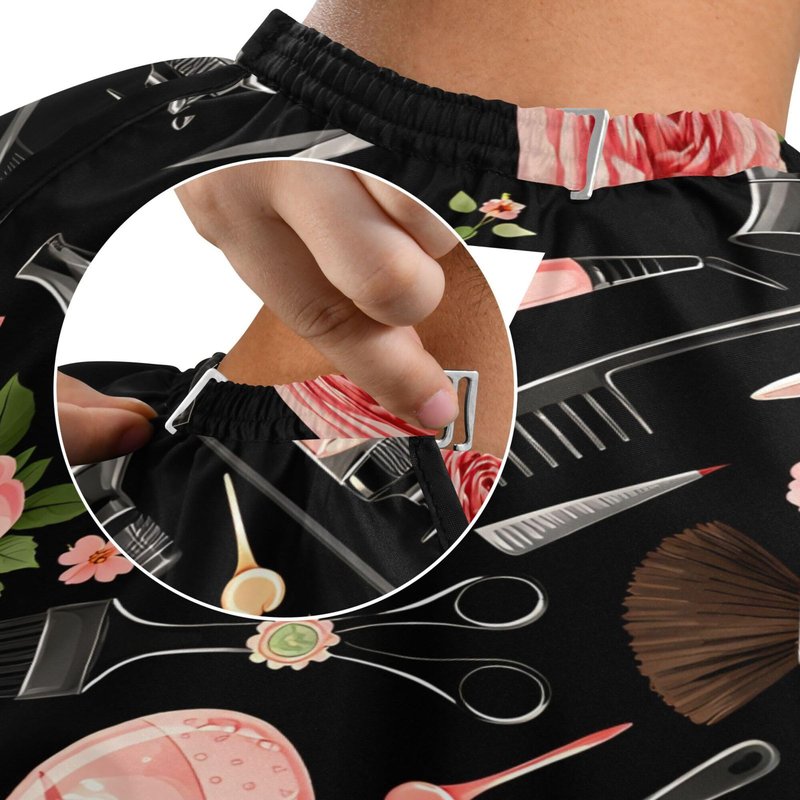 ALAZA Rose Flower Hairdresser Tools Print Black Waterproof Barber Cape for Men Women Beard Shaving Bib Apron Professional Hair Cutting Cloth, 65 x 55 inch