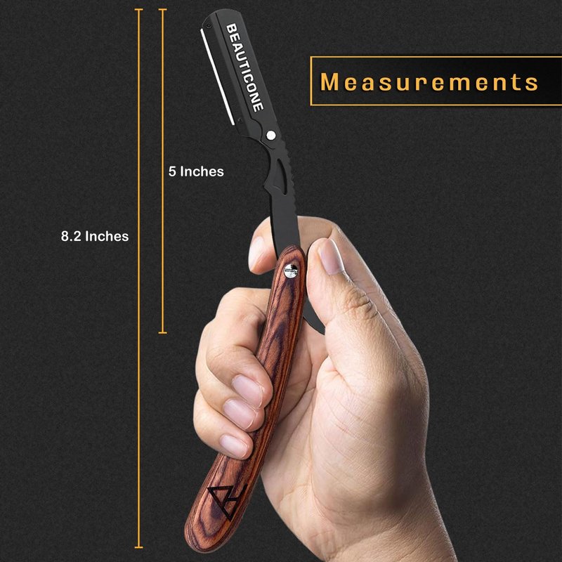 BEAUTICONE Straight Razors for Men, Straight Edge Razor, Single Edge Replacement Blades, Stainless Steel, Barber Razor for Men's Shaving, Barber Shaving Knife