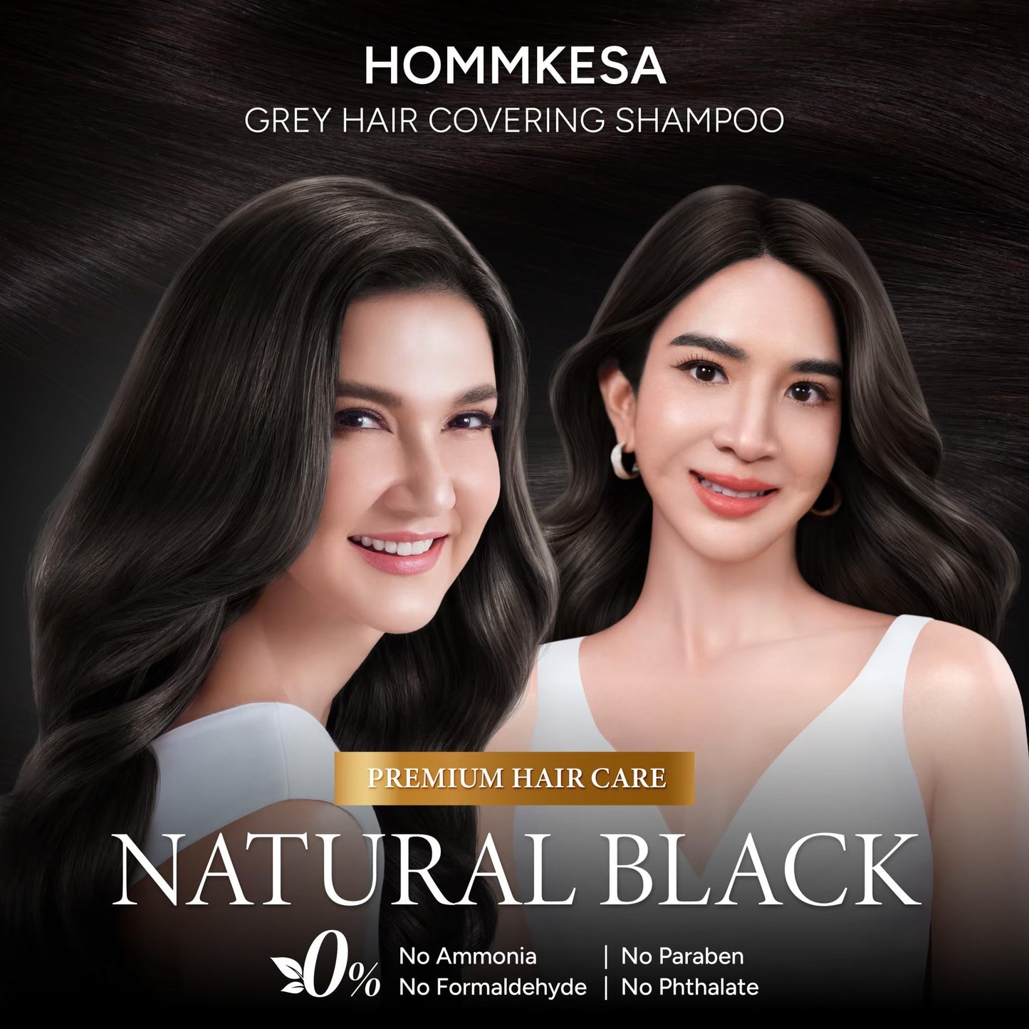 Hommkesa Gray Hair Covering Shampoo | 3-in-1 Hair Dye Shampoo for Gray Hair, Natural Black, 10.15 fl oz