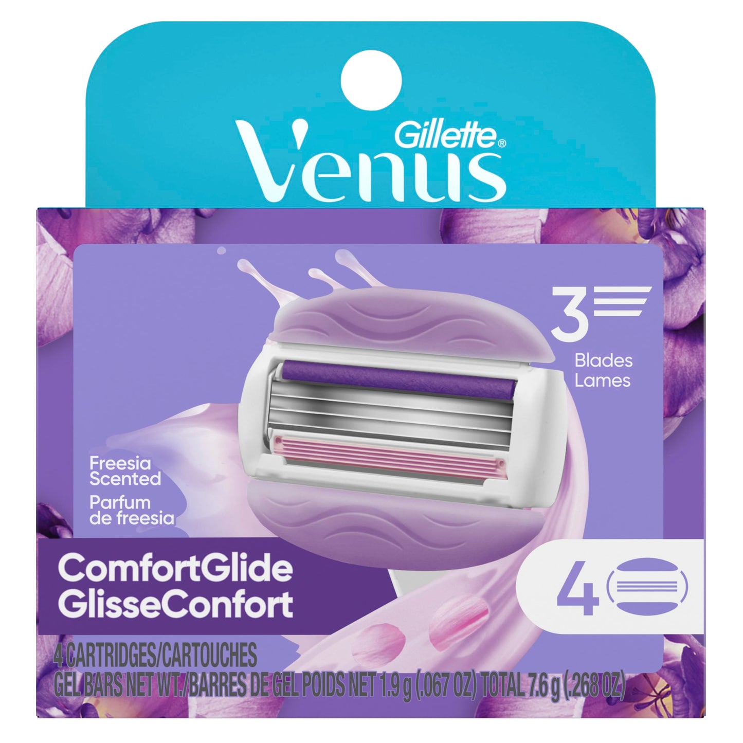 Gillette Venus ComfortGlide Freesia Women's Razor Refills, 4 Refills