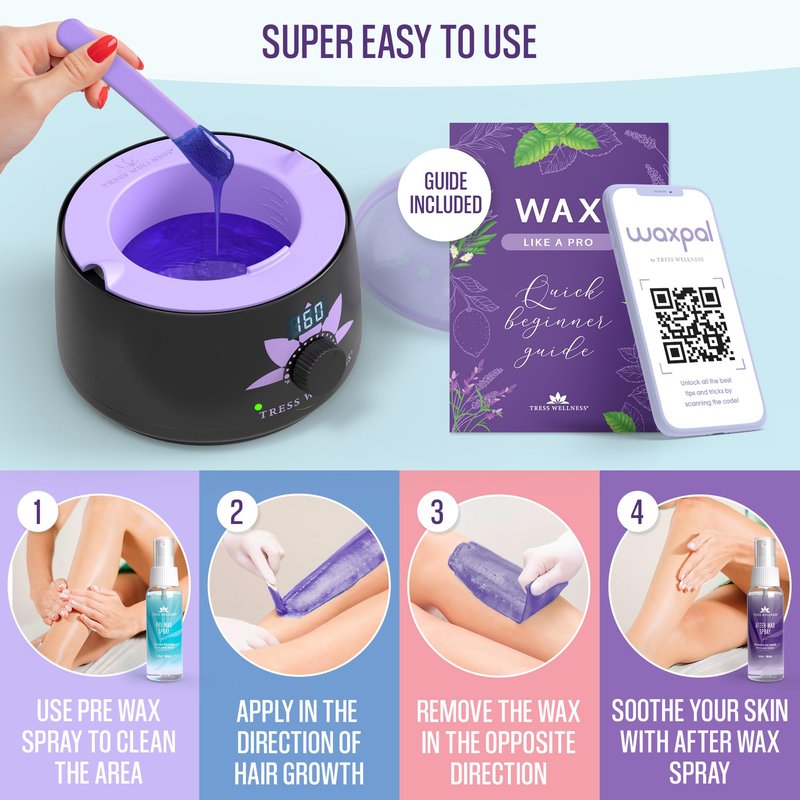 Tress Wellness Deluxe Waxing Kit for Brazilian Wax - Easy to Use - For Sensitive Skin - Digital Display
