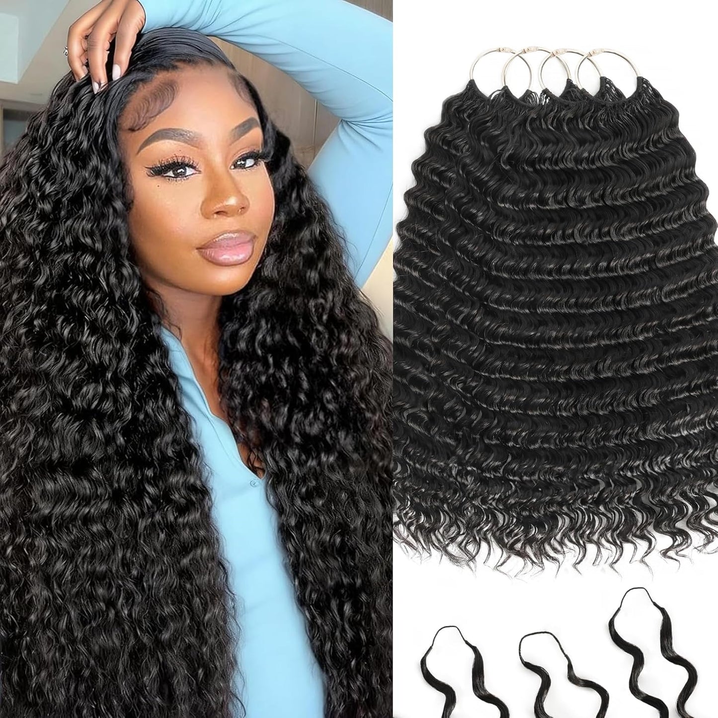 Feather Crochet Hair Extensions - 12 Inch 120g Invisible Miracle Knots for Black Women | Jerry Curly Pre-Separated Natural Black