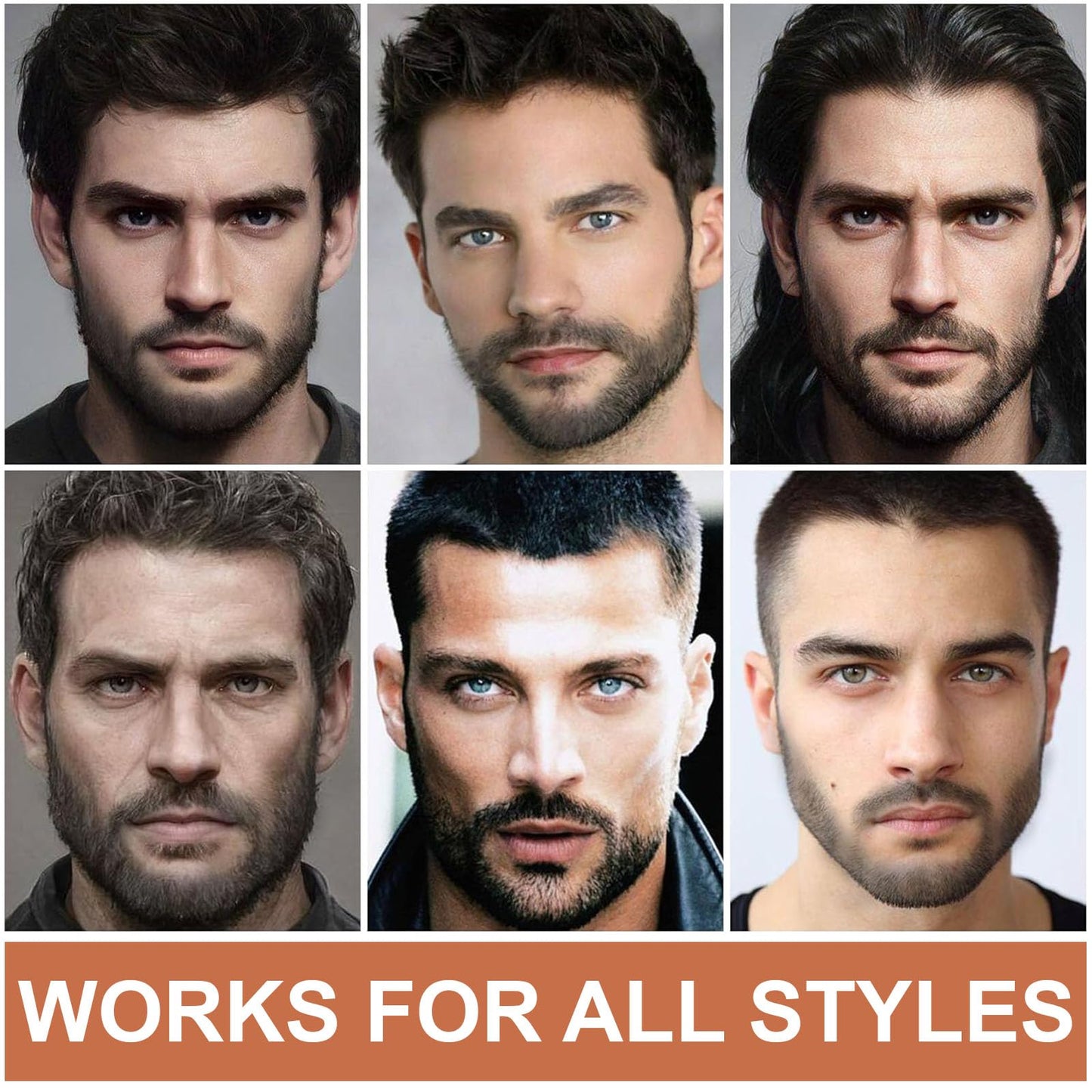 Black Beard Pencil Filler for Men - 2 PCS Beard Pen, 4-fork Tip Beard Styling Pen - Beard, Moustache & Eyebrows, Long Lasting Coverage Natural Finish, Waterproof Beard Pencil Kit for Father Male Gift