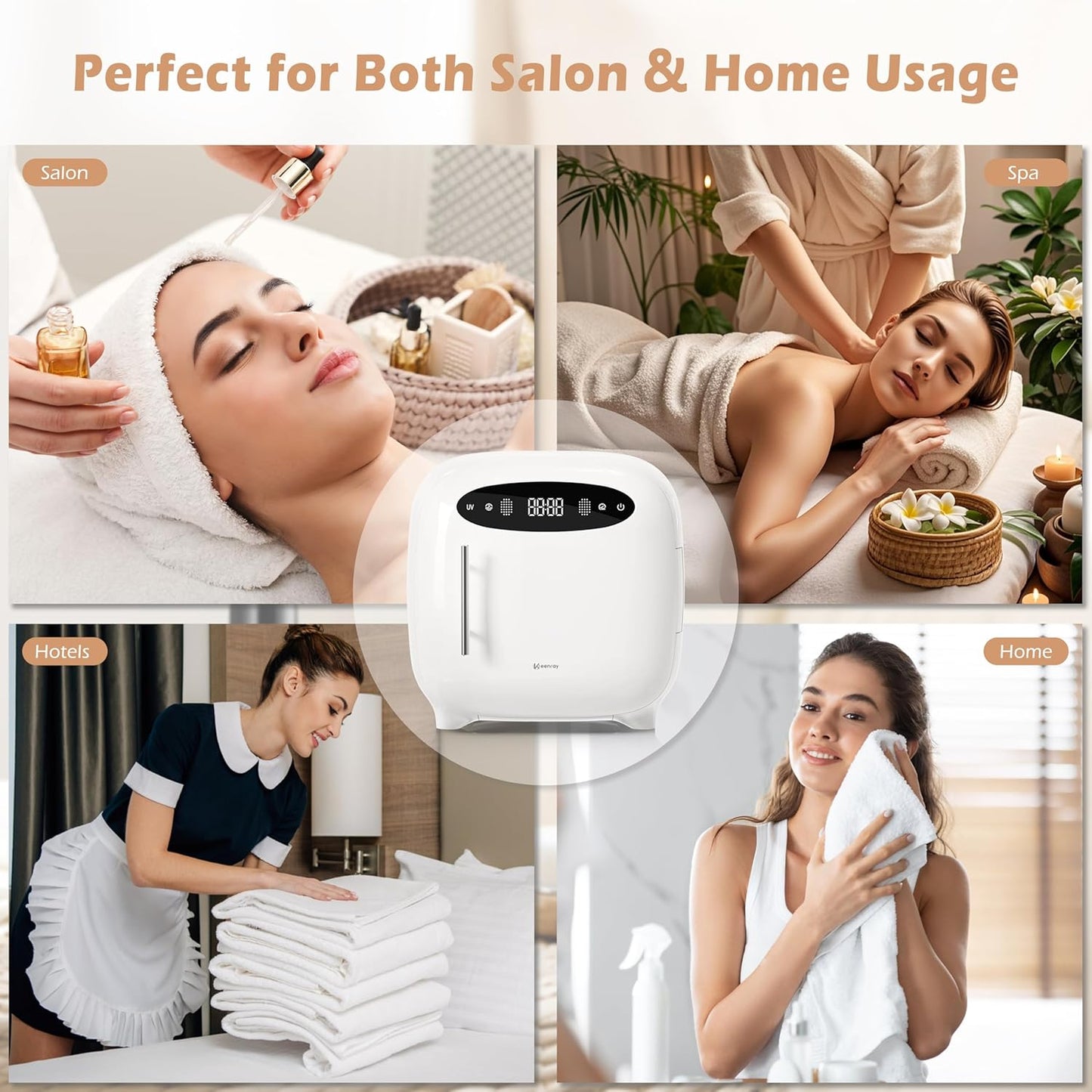 Keenray Hot Towel Warmer Cabinet - Professional Spa Towel Warmer with Digital Screen & Adjustable Timer | 14L Snow White