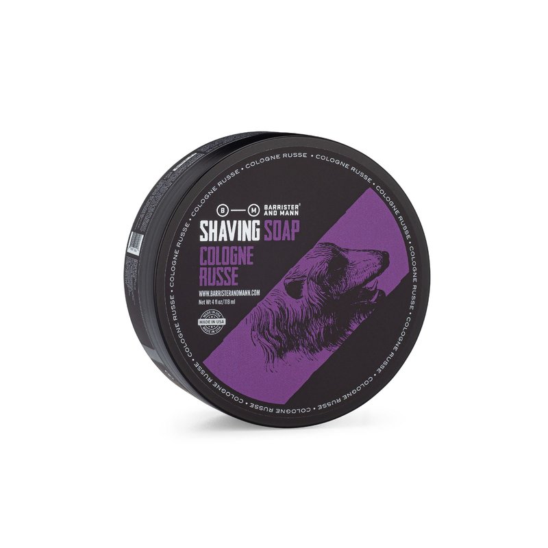Barrister and Mann Shaving Soap | Luxury Dense, Rich & Creamy Lather Tallow Wet Shave Puck Notes of Lemon, Bergamot, Petitgrain, Violet, Rose, Bay, Amber | Grooming Routine Men 4 Oz (Cologne Russe)