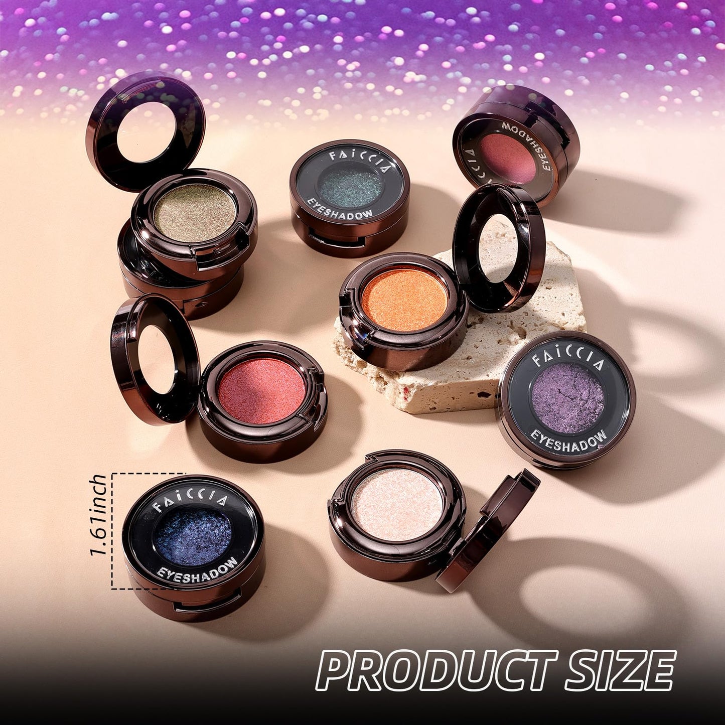 U-Shinein Holographic Duochrome Glitter Eyeshadow Palette, Chameleon Chrome Single Eyeshadow, Champagne to Pink-Green Iridescent Sparkle Eye Brightener Makeup 02 Champagne Green-Pink