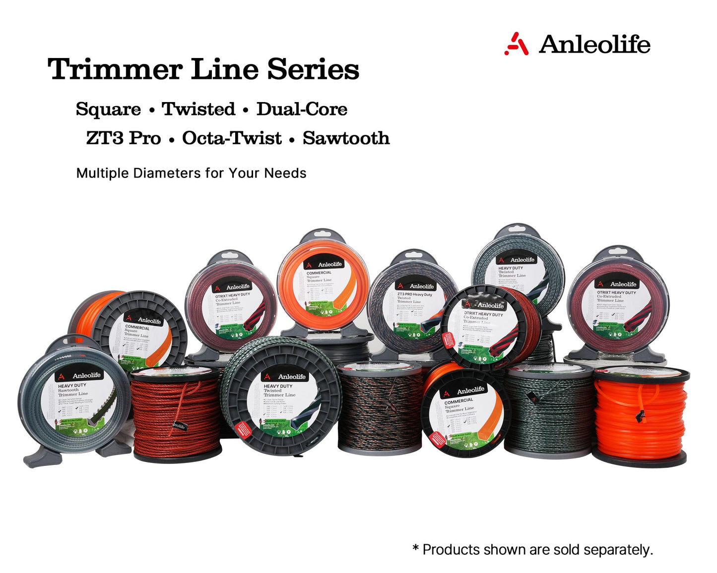A ANLEOLIFE 3-Pound Heavy Duty Twisted .095-inch-by-1181-ft Dual Core String Spiral Trimmer Line Spool,with Built-in Line Cutter