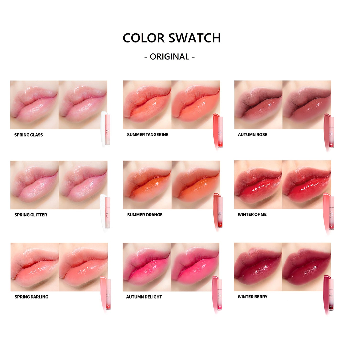 keybo Lip Plumper Dotom Lip Plus 16 Colors, 3 Steps Extreme Plumping Clear Lip Gloss by Essence Lip Care Oil & 16 Color Tints from Korean Makeup (31. Grand Master-Spring Glass)