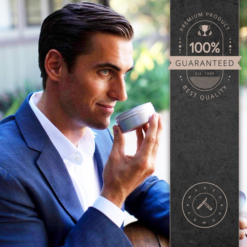 Naked Armor Organic Shave Soap for Men - Large 7oz Shaving Soap Tin for Sensitive Skin & Wet Shaving - Handmade with Shea Butter & Essential Oils - Rich Creamy Lather (Neutral)