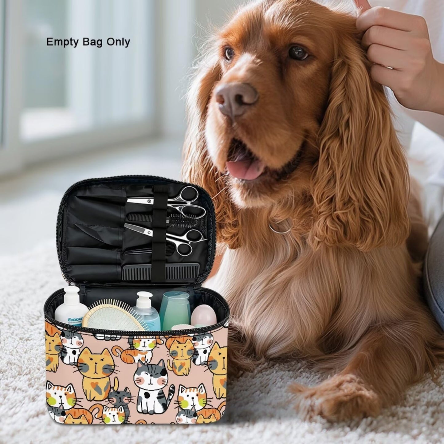AQYAPTOIY Kawaii Cat Makeup Bag Cosmetic Travel Pouch for Women Large Make Up Bags Portable Cosmetic Storage Bag with Handle Multi-functional Toiletry Bag
