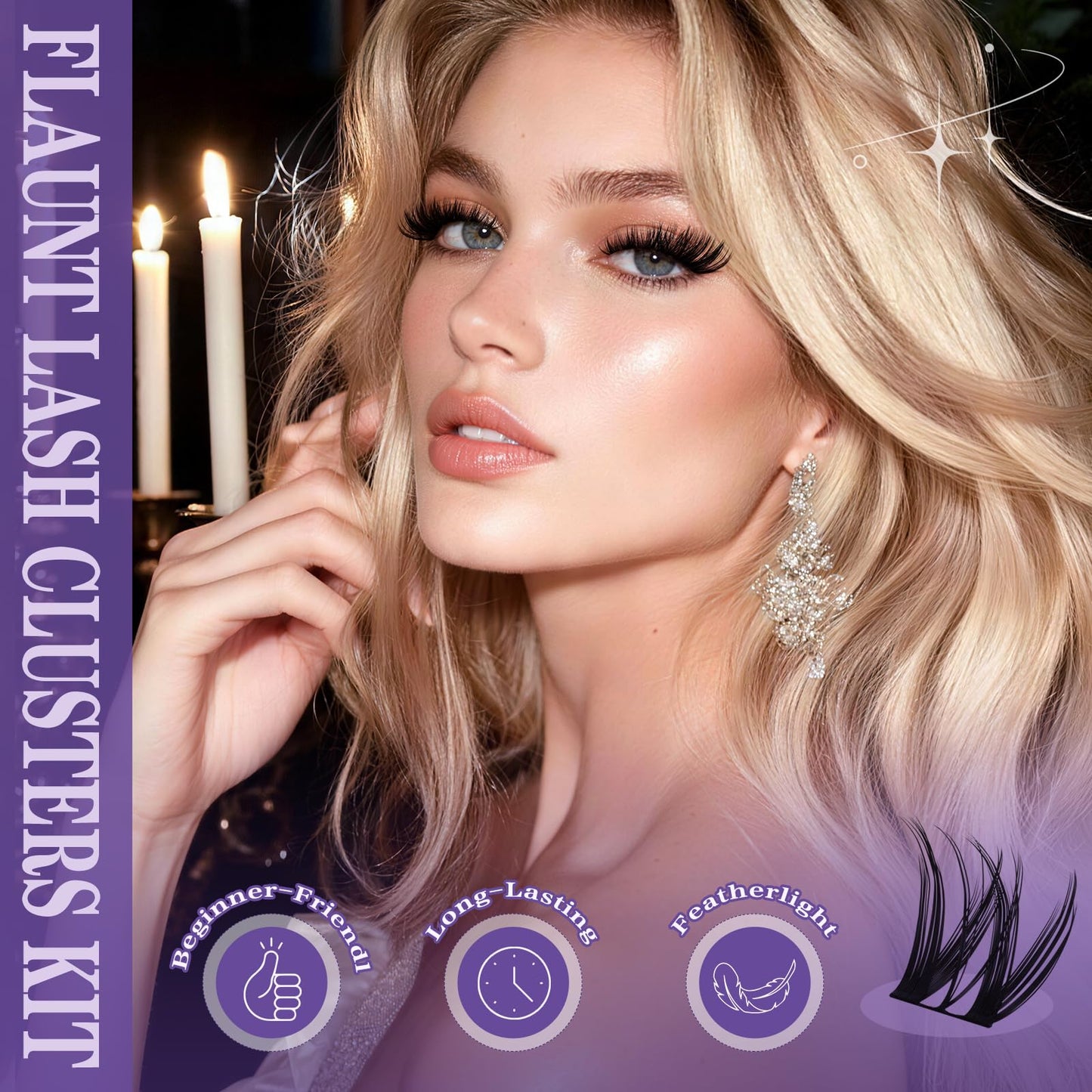 B&Q Flora Lash Clusters Kit 156PCS D-Curl Wet Look Wispy Lashes Mixed Lengths DIY Eyelash Clusters All-in-One Lash Extension Kit Natural Medium Dramatic for Sensitive Eyes Beginner-Friendly(B0X Kit)