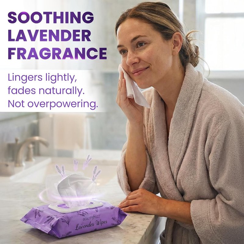 Lavender Face Wipes - Gentle No Rinse Makeup Remover with Aloe & Vitamins - Extra Soft for Sensitive Skin | 120 Pcs