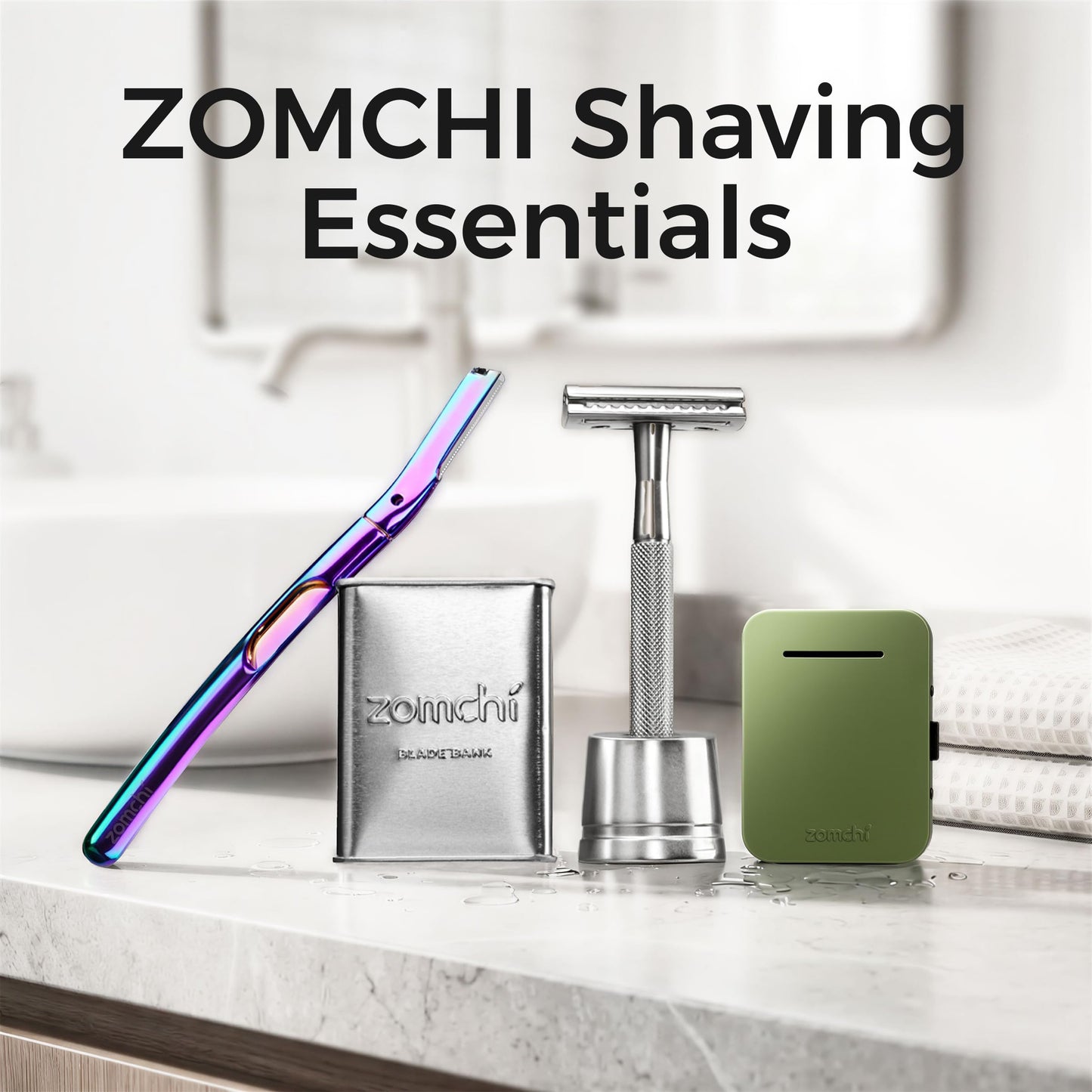 ZOMCHI Double Edge Safety Razor for Men & Women, Metal Razor with 5 Double Edge Safety Razor Blades, Silver