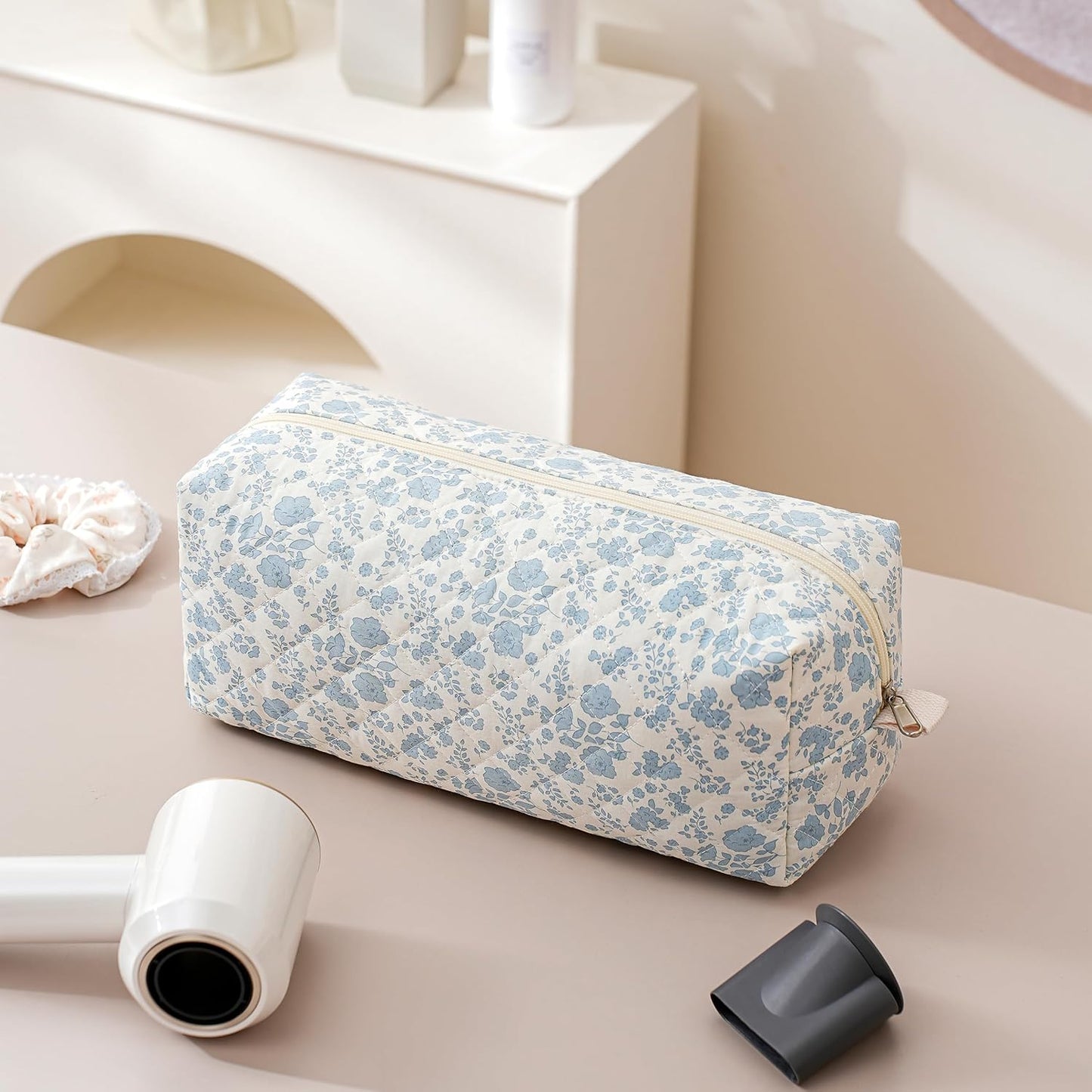 Quilted Hair Tool Travel Bag - Portable Organizer for Hair Dryer & Curling Iron | Large Capacity, Ideal for Travel