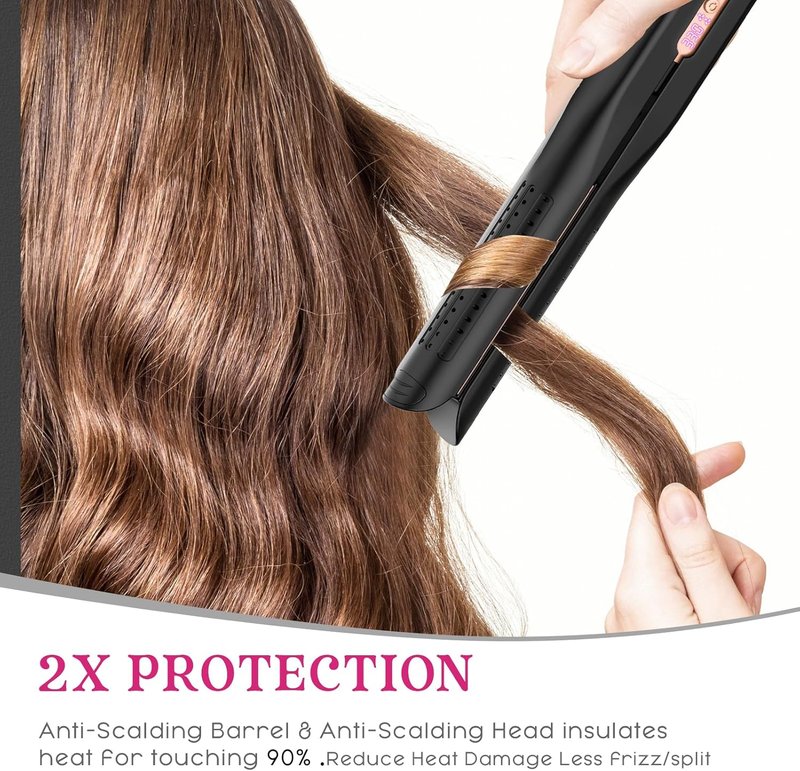SKIMI Airflow Styler - Titanium Flat Iron & Curling Iron with Cooling Vents | 5 Heat Settings, Dual Voltage, Auto Shut-Off